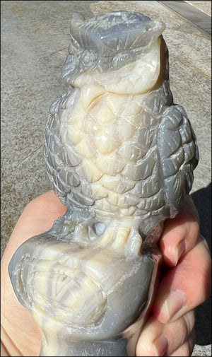 XL Agate OWL Totem with Lovely Banding - Inner Harmony, Wisdom