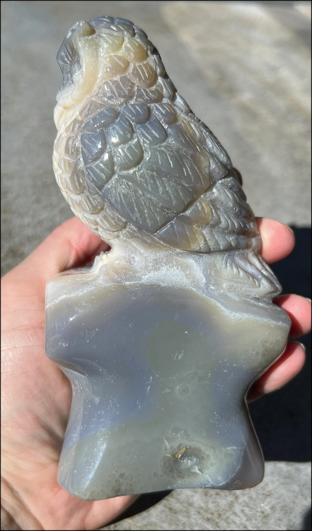 XL Agate OWL Totem with Lovely Banding - Inner Harmony, Wisdom