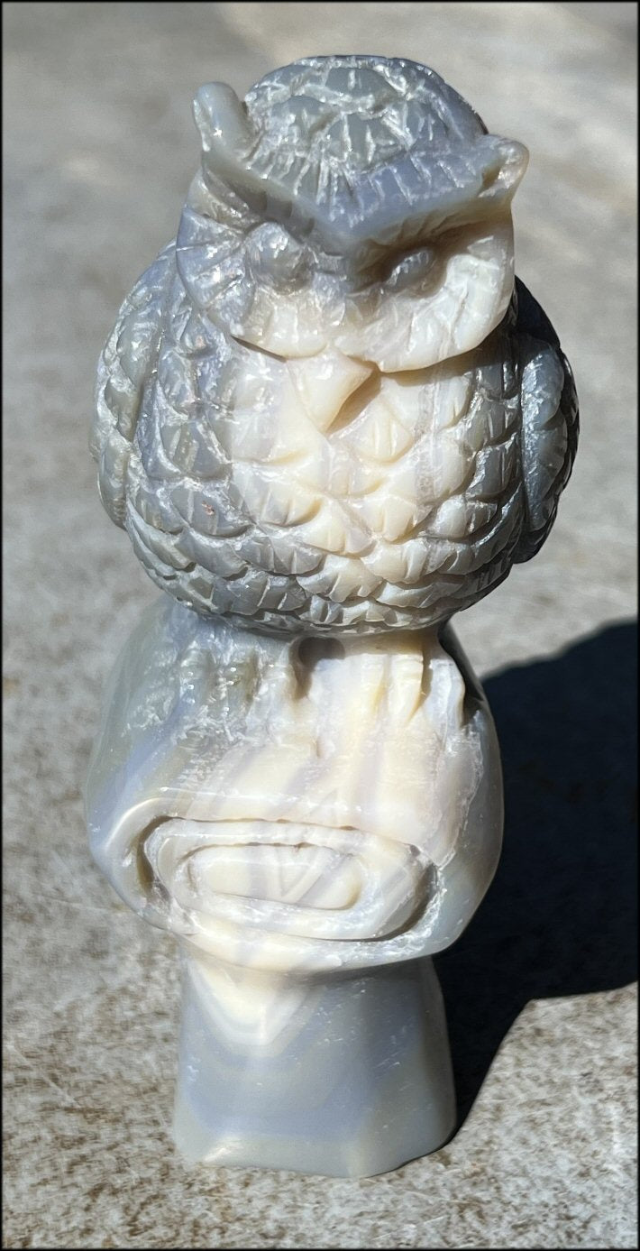 XL Agate OWL Totem with Lovely Banding - Inner Harmony, Wisdom