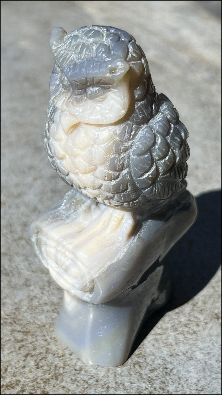 XL Agate OWL Totem with Lovely Banding - Inner Harmony, Wisdom