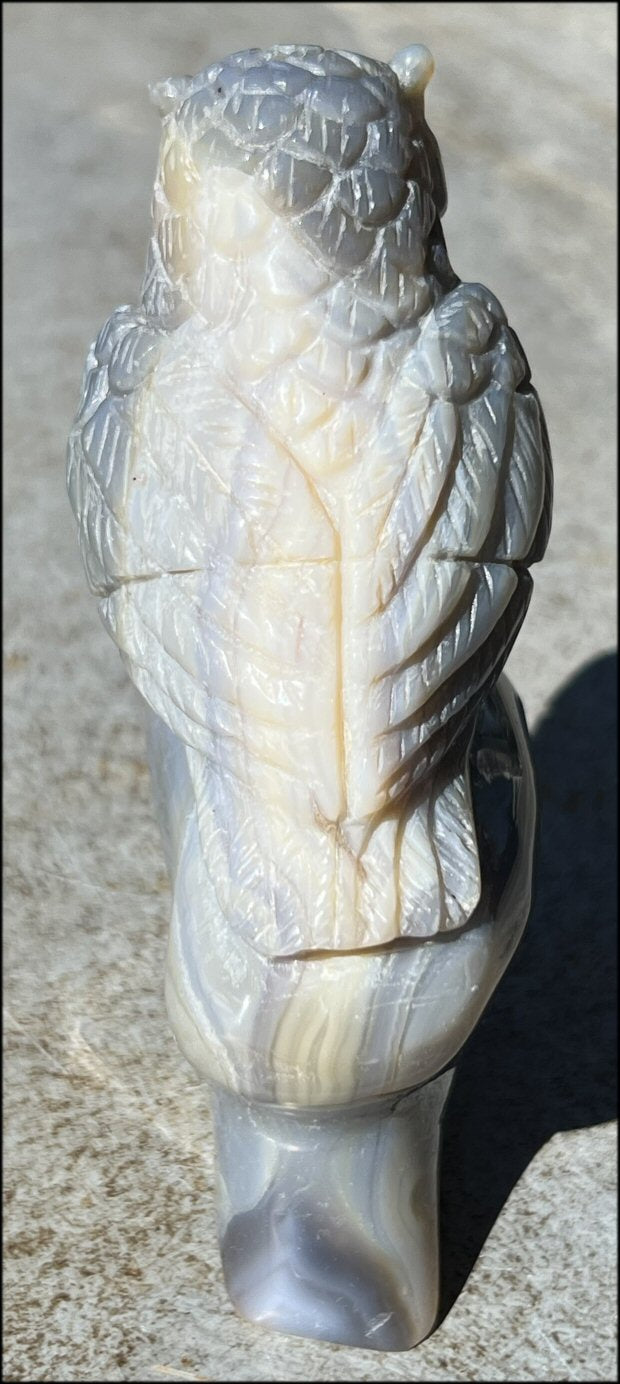 XL Agate OWL Totem with Lovely Banding - Inner Harmony, Wisdom