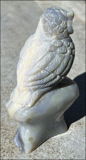 XL Agate OWL Totem with Lovely Banding - Inner Harmony, Wisdom