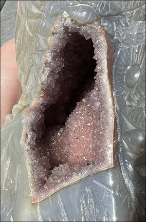 ~Fabulous~ XL Agate Double OWL Totem with Big Amethyst Lined Central VUG