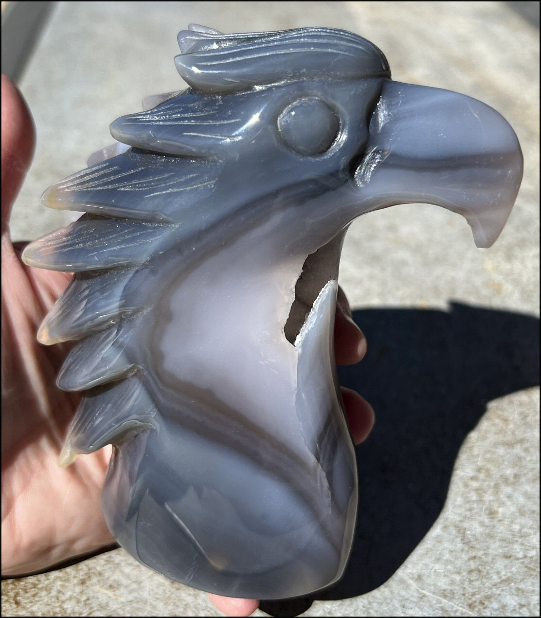 ~NEW~ XL Agate Phoenix / Firebird Totem Carving with Fantastic Druzy Lined VUG