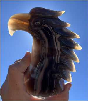 ~NEW~ XL Agate Phoenix / Firebird Totem Carving with Fantastic Druzy Lined VUG