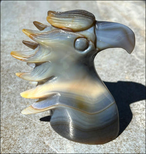 ~NEW~ XL Agate Phoenix / Firebird Totem Carving with Beautiful Banding