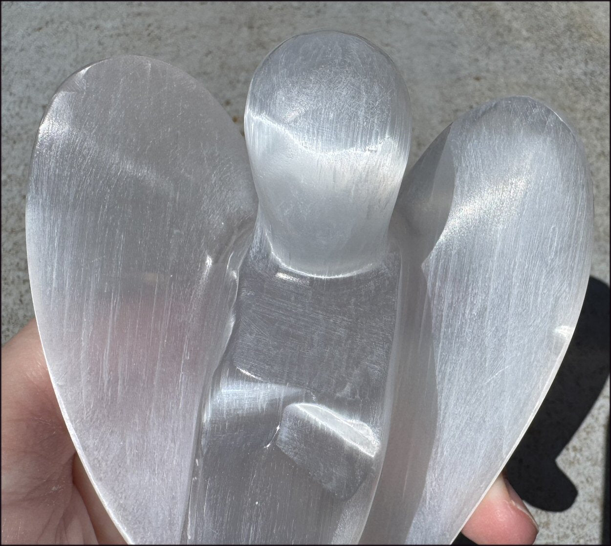 6" XXL White Satin Spar Selenite Praying ANGEL - Clarity, Calm - 1lb+