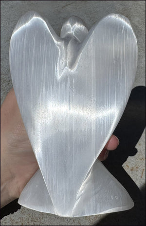 6" XXL White Satin Spar Selenite Praying ANGEL - Clarity, Calm - 1lb+