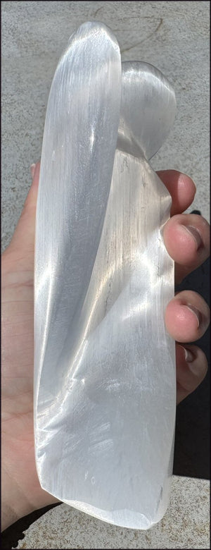 6" XXL White Satin Spar Selenite Praying ANGEL - Clarity, Calm - 1lb+