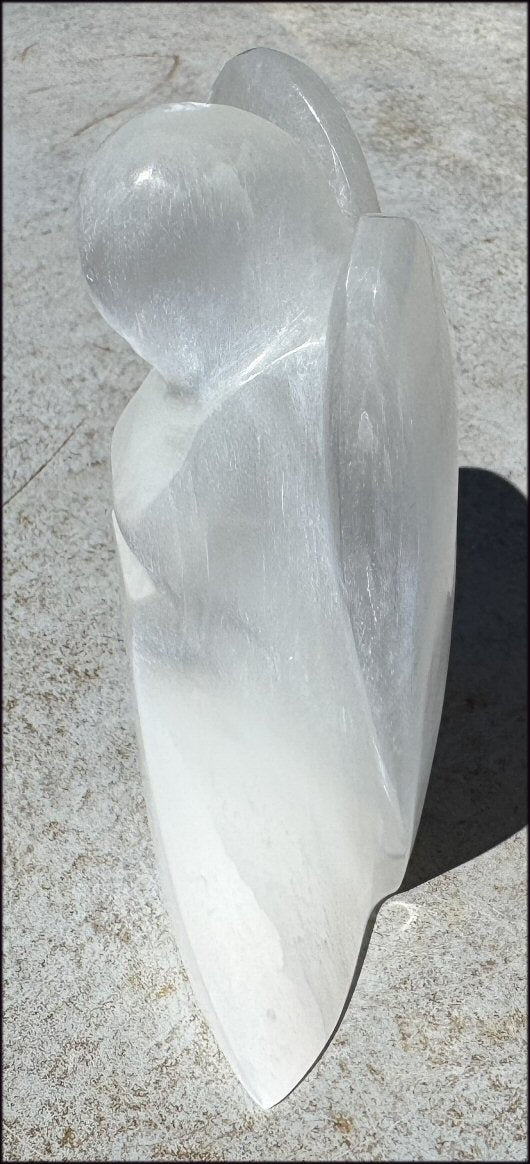 6" XXL White Satin Spar Selenite Praying ANGEL - Clarity, Calm - 1lb+