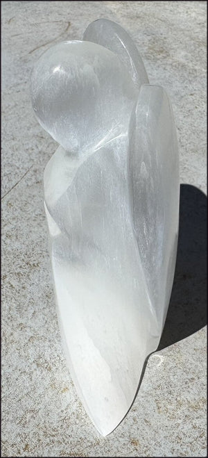6" XXL White Satin Spar Selenite Praying ANGEL - Clarity, Calm - 1lb+