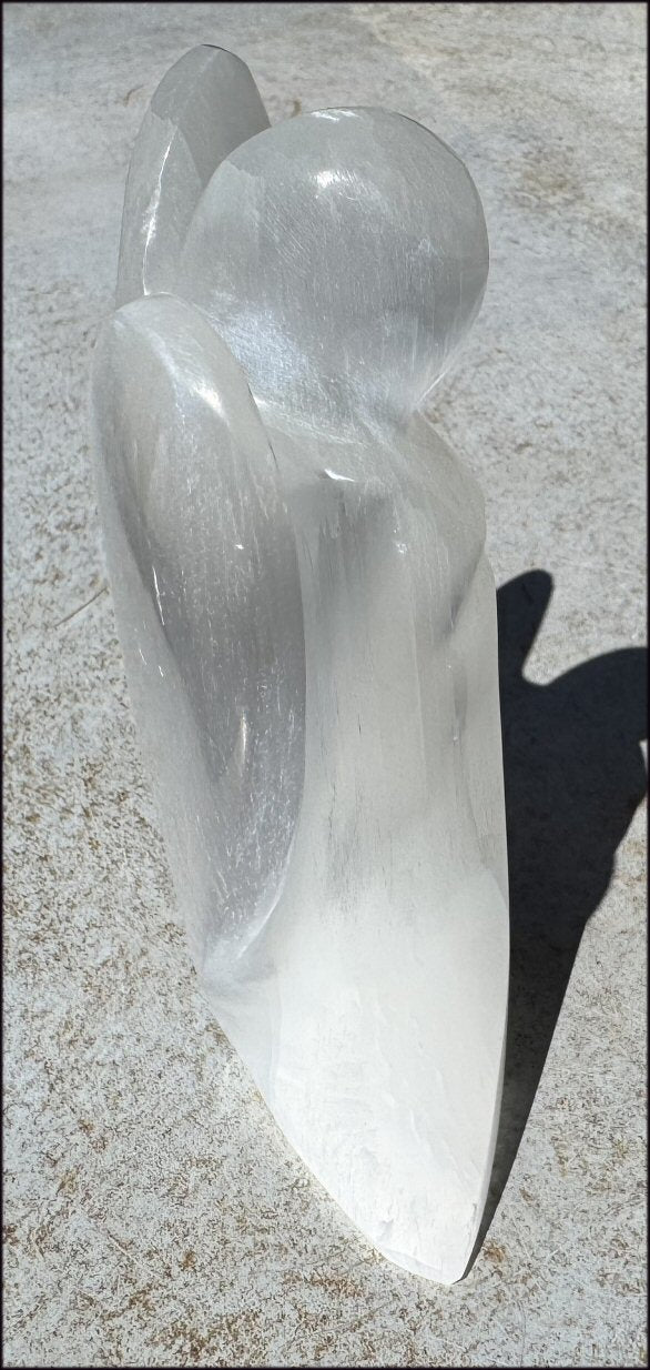 6" XXL White Satin Spar Selenite Praying ANGEL - Clarity, Calm - 1lb+