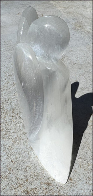 6" XXL White Satin Spar Selenite Praying ANGEL - Clarity, Calm - 1lb+