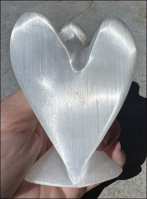 4.25" XL White Satin Spar Selenite Praying ANGEL - Clarity, Calm - 1 /2lb+