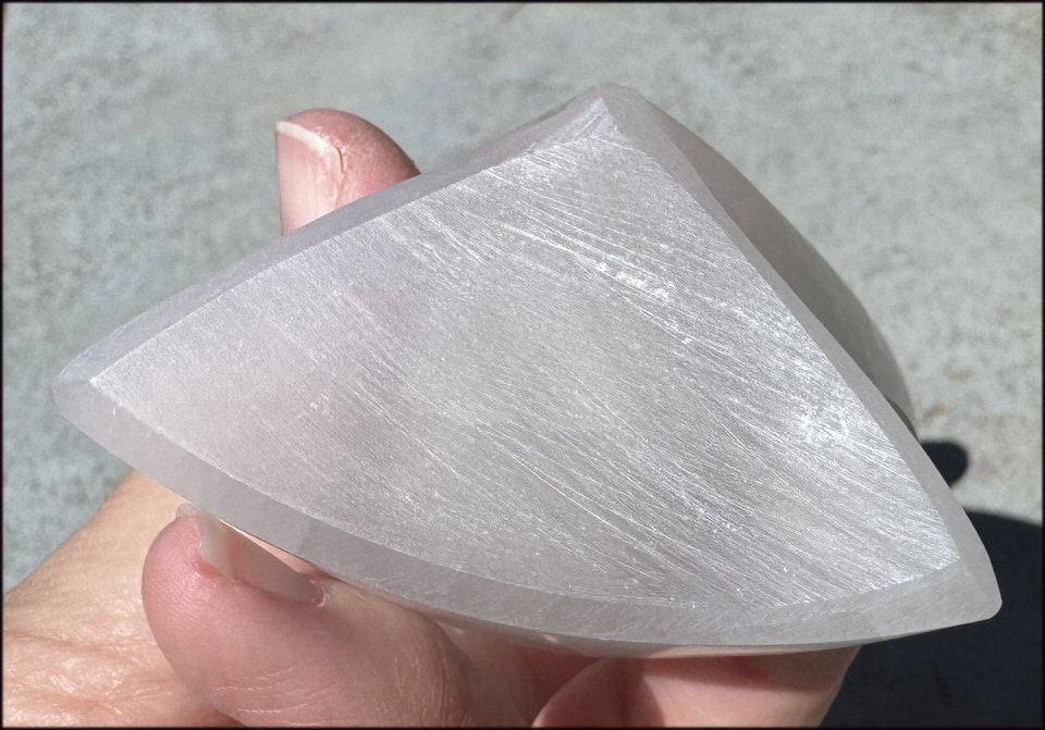 4.25" XL White Satin Spar Selenite Praying ANGEL - Clarity, Calm - 1 /2lb+