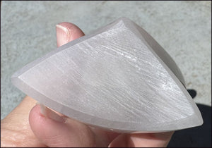4.25" XL White Satin Spar Selenite Praying ANGEL - Clarity, Calm - 1 /2lb+