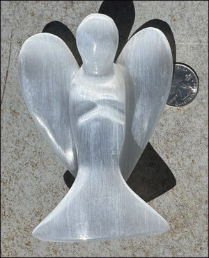 4.25" XL White Satin Spar Selenite Praying ANGEL - Clarity, Calm - 1 /2lb+