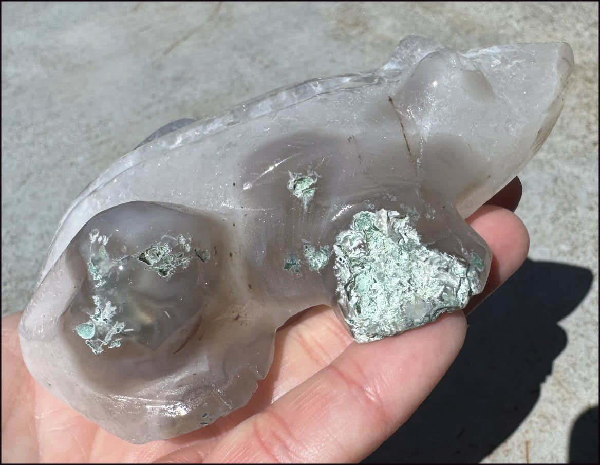 XXL Moss Agate FROG Totem - A Gardener's Stone, Abundance
