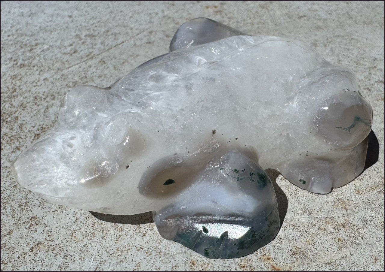 XXL Moss Agate FROG Totem - A Gardener's Stone, Abundance