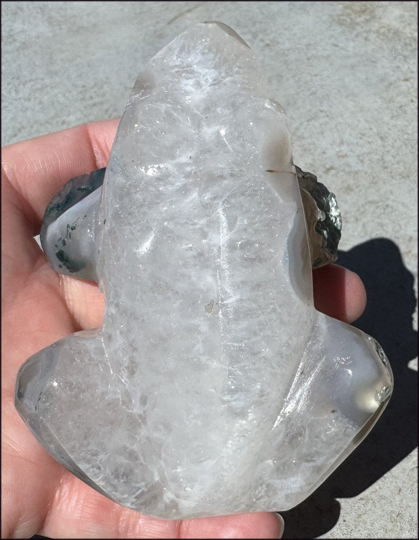 XXL Moss Agate FROG Totem - A Gardener's Stone, Abundance