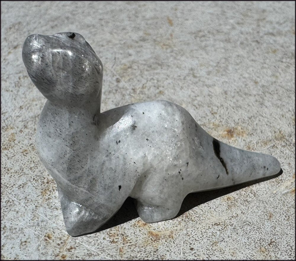 Carved Labradorite Dinosaur Totem - Ancient Wisdom!
