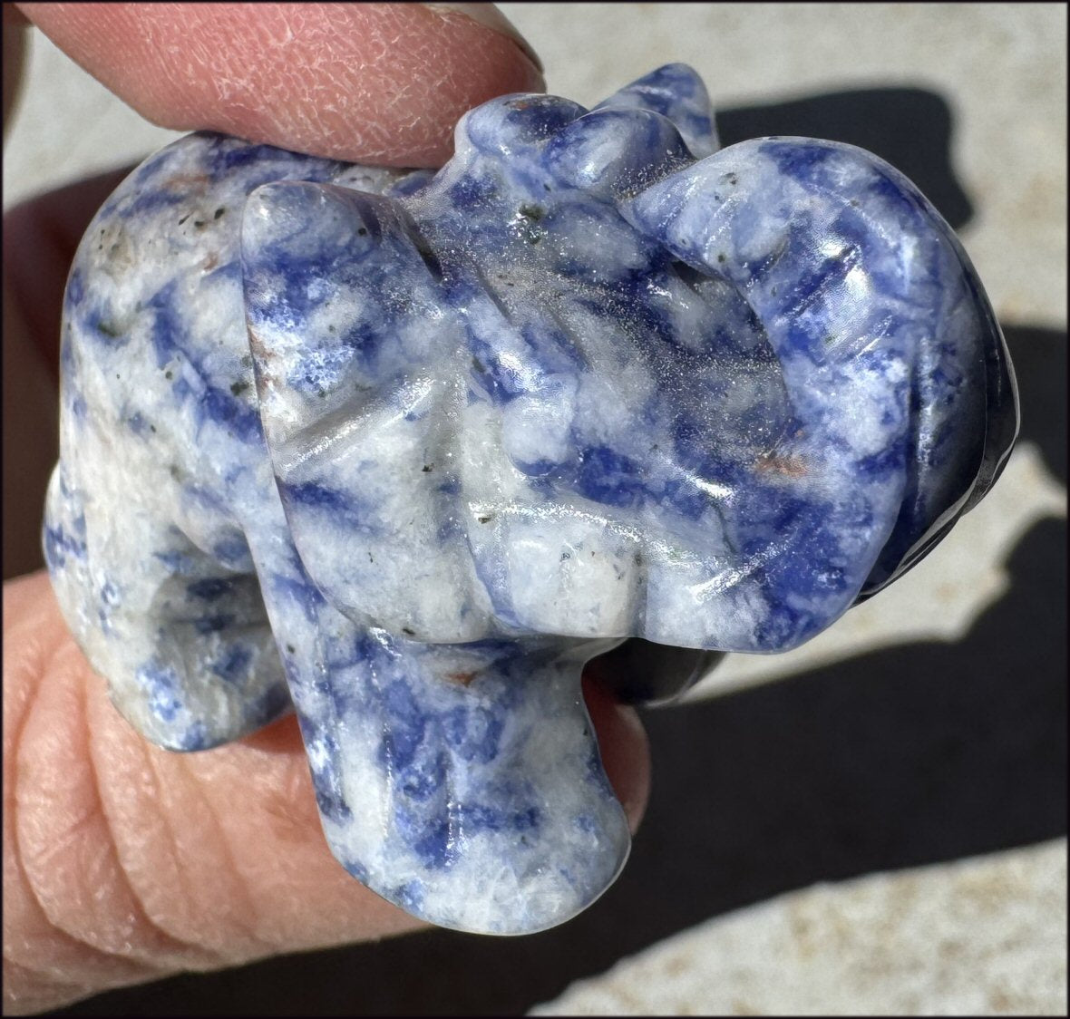 Sodalite LUCKY ELEPHANT Totem with some Fluorescence