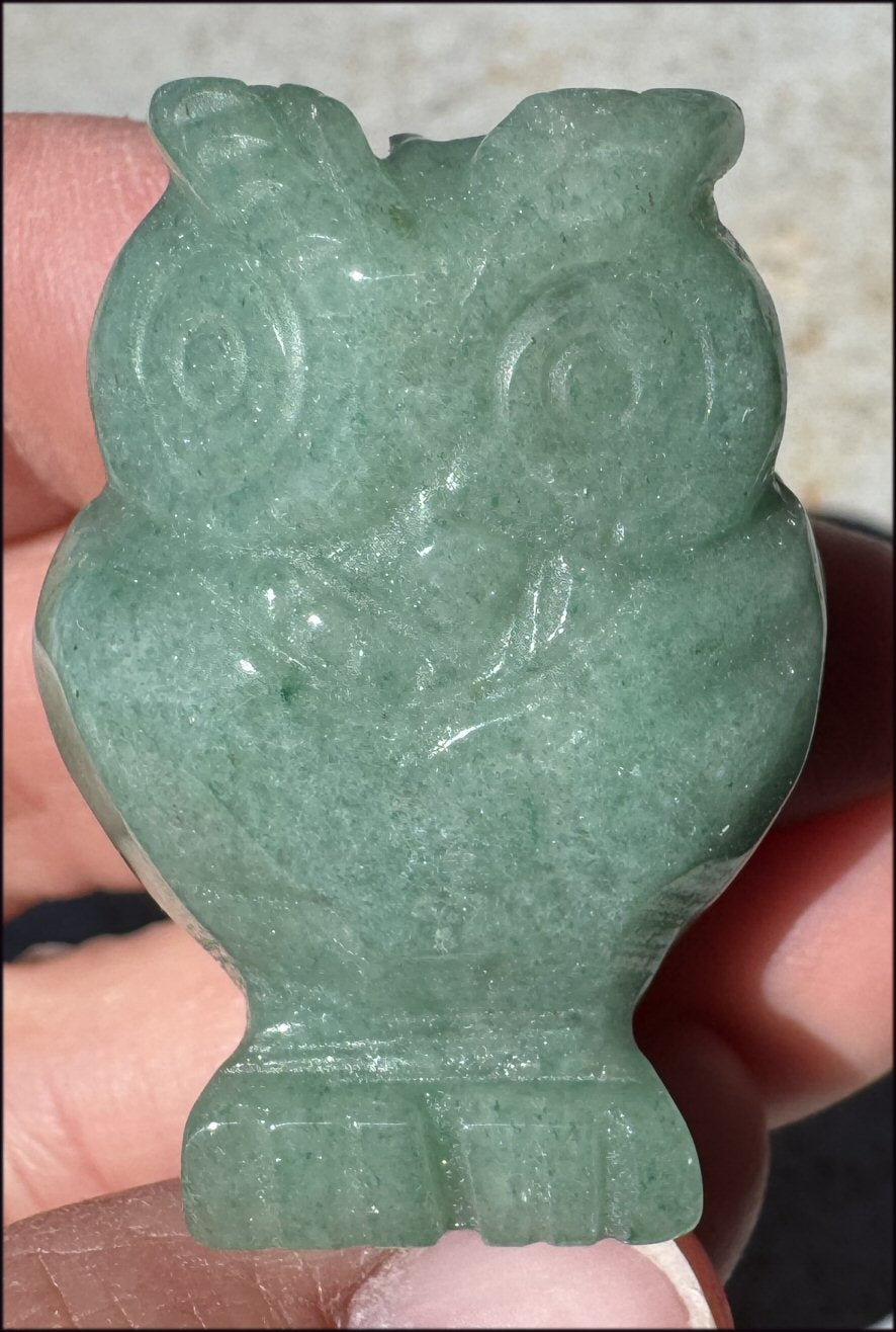 Green Aventurine OWL Totem - Growth, Renewal, Wisdom