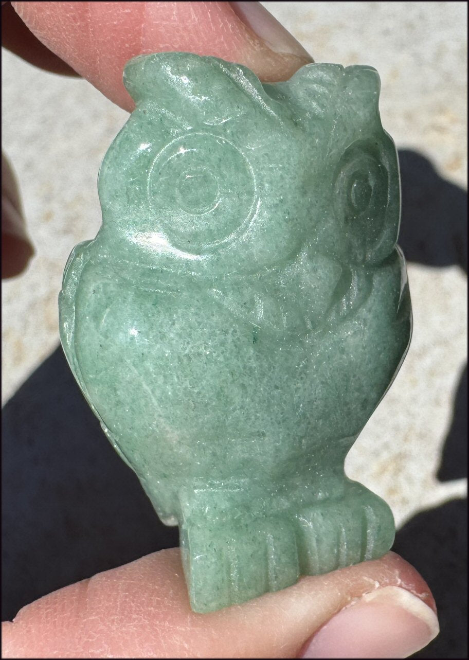 Green Aventurine OWL Totem - Growth, Renewal, Wisdom