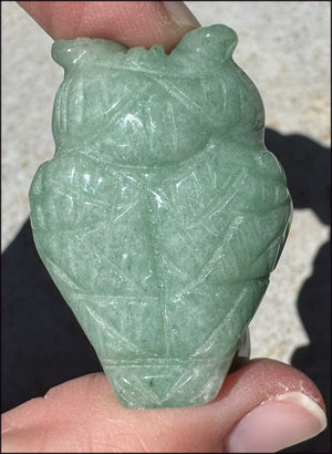 Green Aventurine OWL Totem - Growth, Renewal, Wisdom
