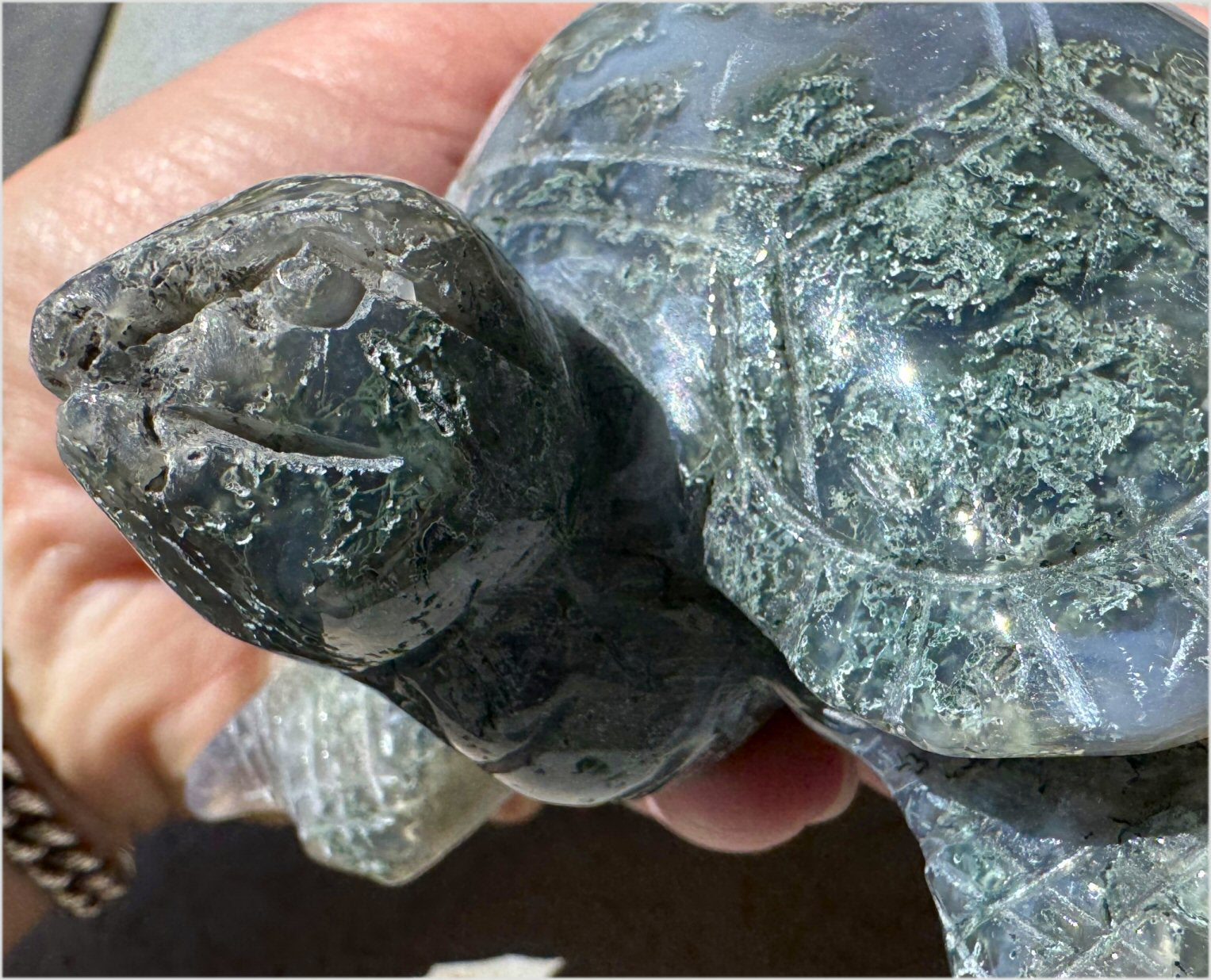 XXL Moss Agate Sea Turtle / Honu Totem - A Gardener's Stone, Abundance