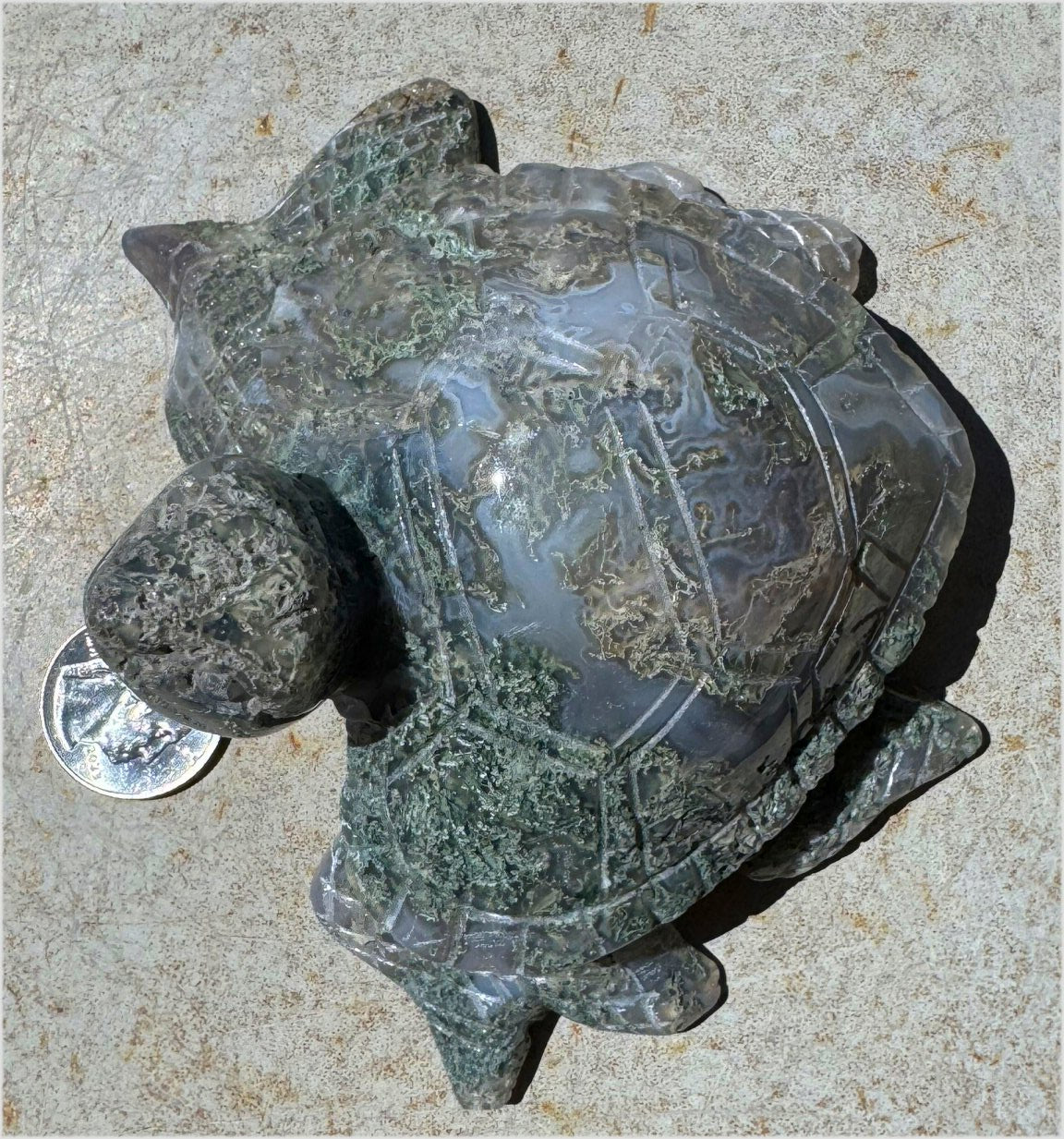 XXL Moss Agate Sea Turtle / Honu Totem - A Gardener's Stone, Abundance