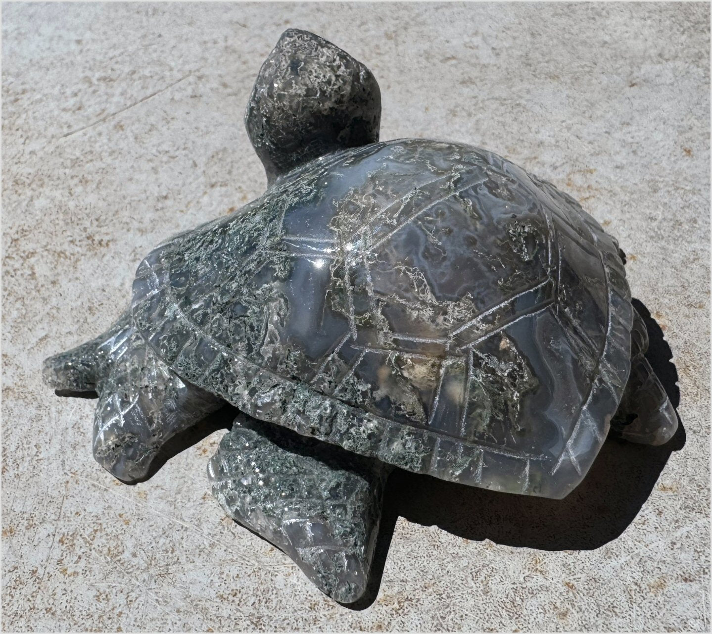 XXL Moss Agate Sea Turtle / Honu Totem - A Gardener's Stone, Abundance