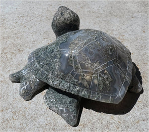 XXL Moss Agate Sea Turtle / Honu Totem - A Gardener's Stone, Abundance