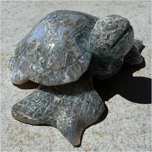 XXL Moss Agate Sea Turtle / Honu Totem - A Gardener's Stone, Abundance