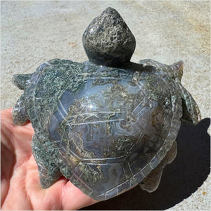 XXL Moss Agate Sea Turtle / Honu Totem - A Gardener's Stone, Abundance