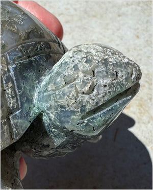 XXL Moss Agate Sea Turtle / Honu Totem - A Gardener's Stone, Abundance