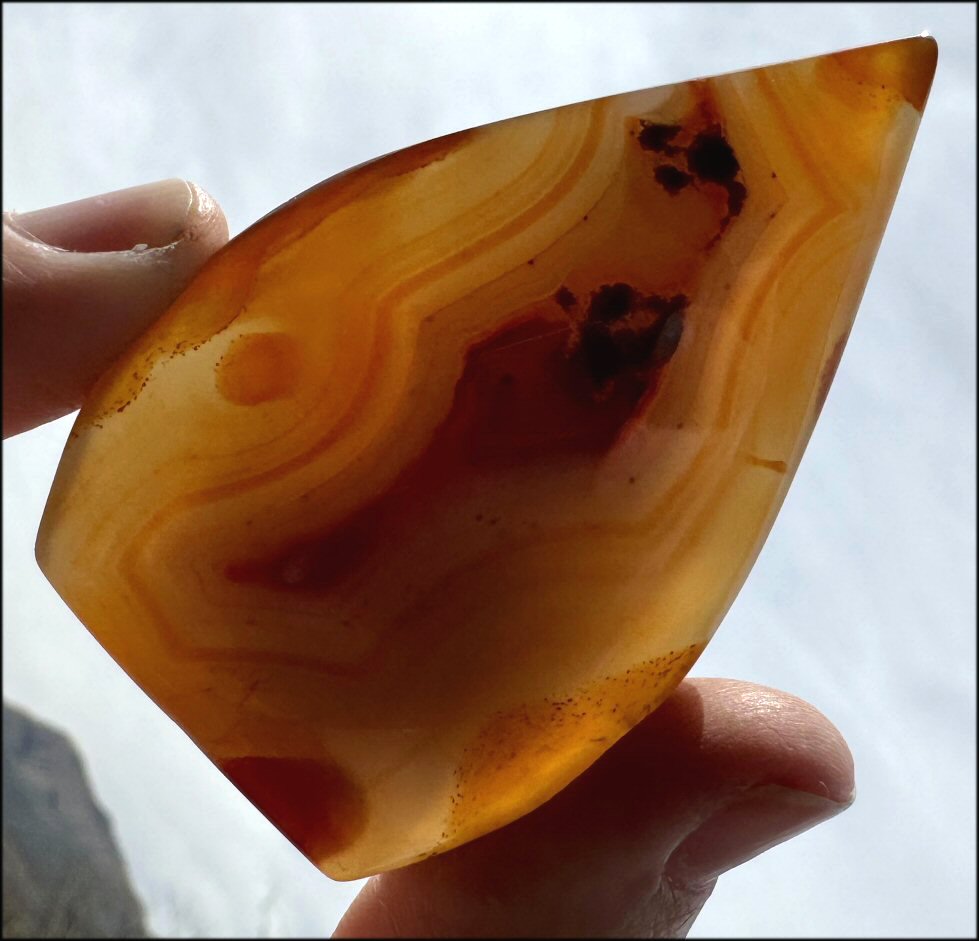 Carnelian FLAME OF LIFE Standing Stone with Cool VUGS - Joy, Courage