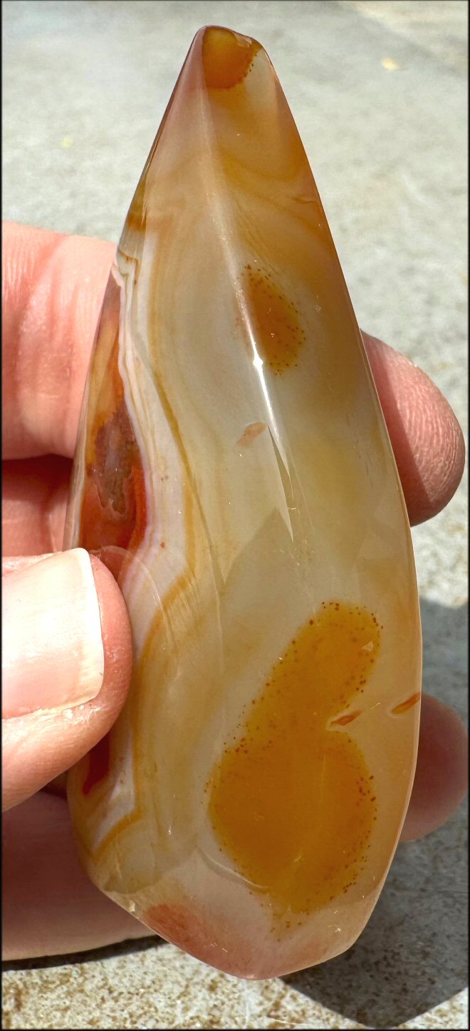 Carnelian FLAME OF LIFE Standing Stone with Cool VUGS - Joy, Courage