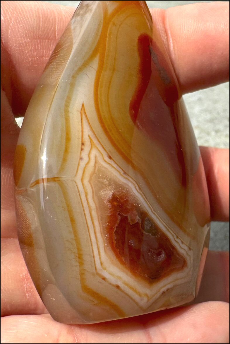 Carnelian FLAME OF LIFE Standing Stone with Cool VUGS - Joy, Courage