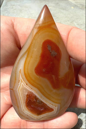 Carnelian FLAME OF LIFE Standing Stone with Cool VUGS - Joy, Courage