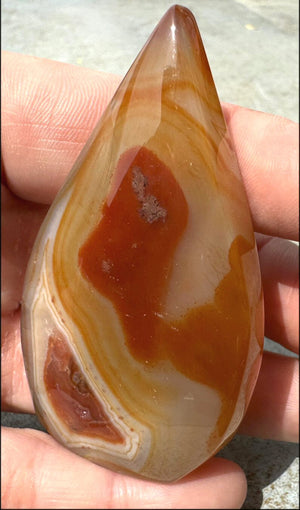 Carnelian FLAME OF LIFE Standing Stone with Cool VUGS - Joy, Courage