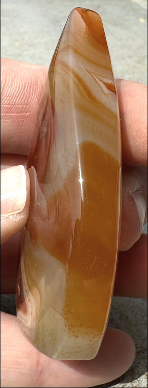 Carnelian FLAME OF LIFE Standing Stone with Cool VUGS - Joy, Courage