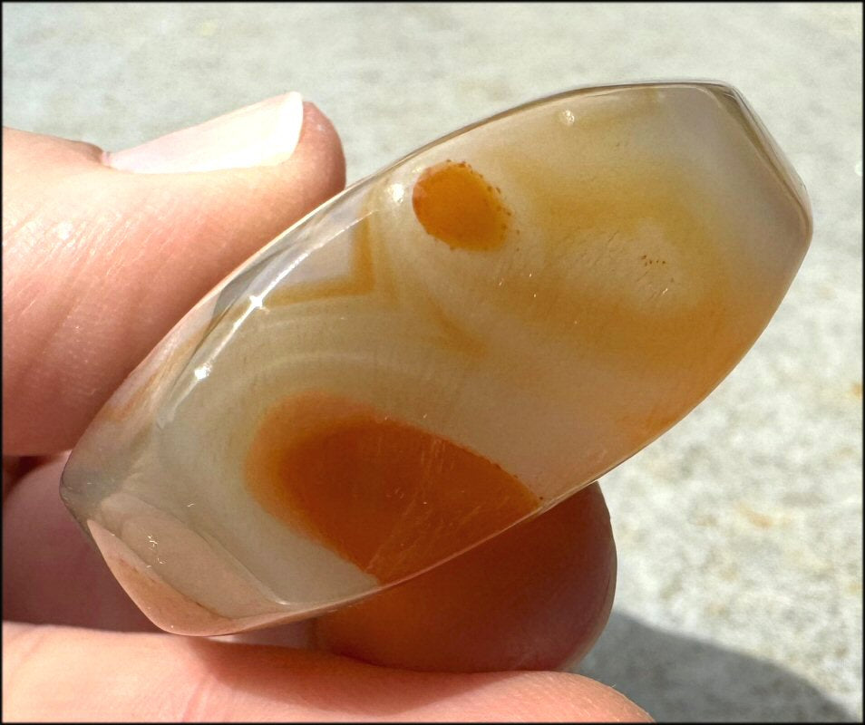 Carnelian FLAME OF LIFE Standing Stone with Cool VUGS - Joy, Courage