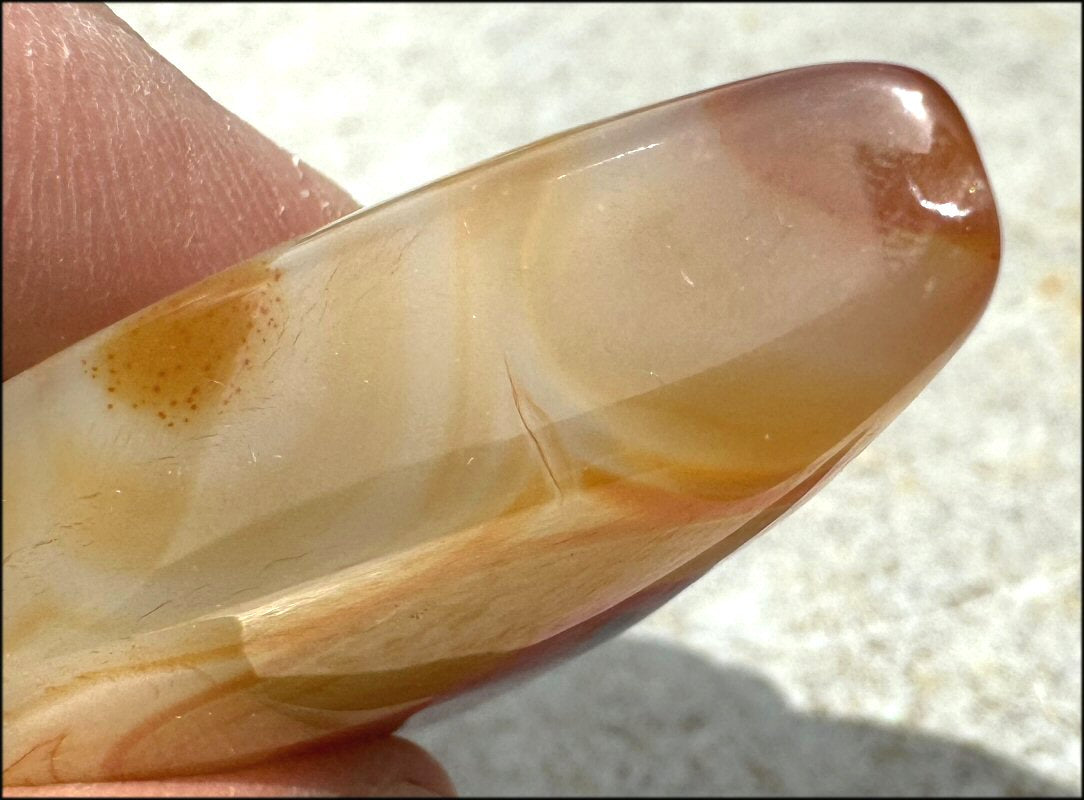 Carnelian FLAME OF LIFE Standing Stone with Cool VUGS - Joy, Courage