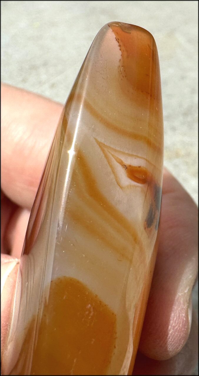 Carnelian FLAME OF LIFE Standing Stone with Cool VUGS - Joy, Courage