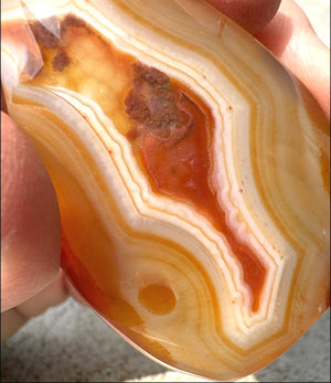 Carnelian FLAME OF LIFE Standing Stone with Cool VUGS - Joy, Courage