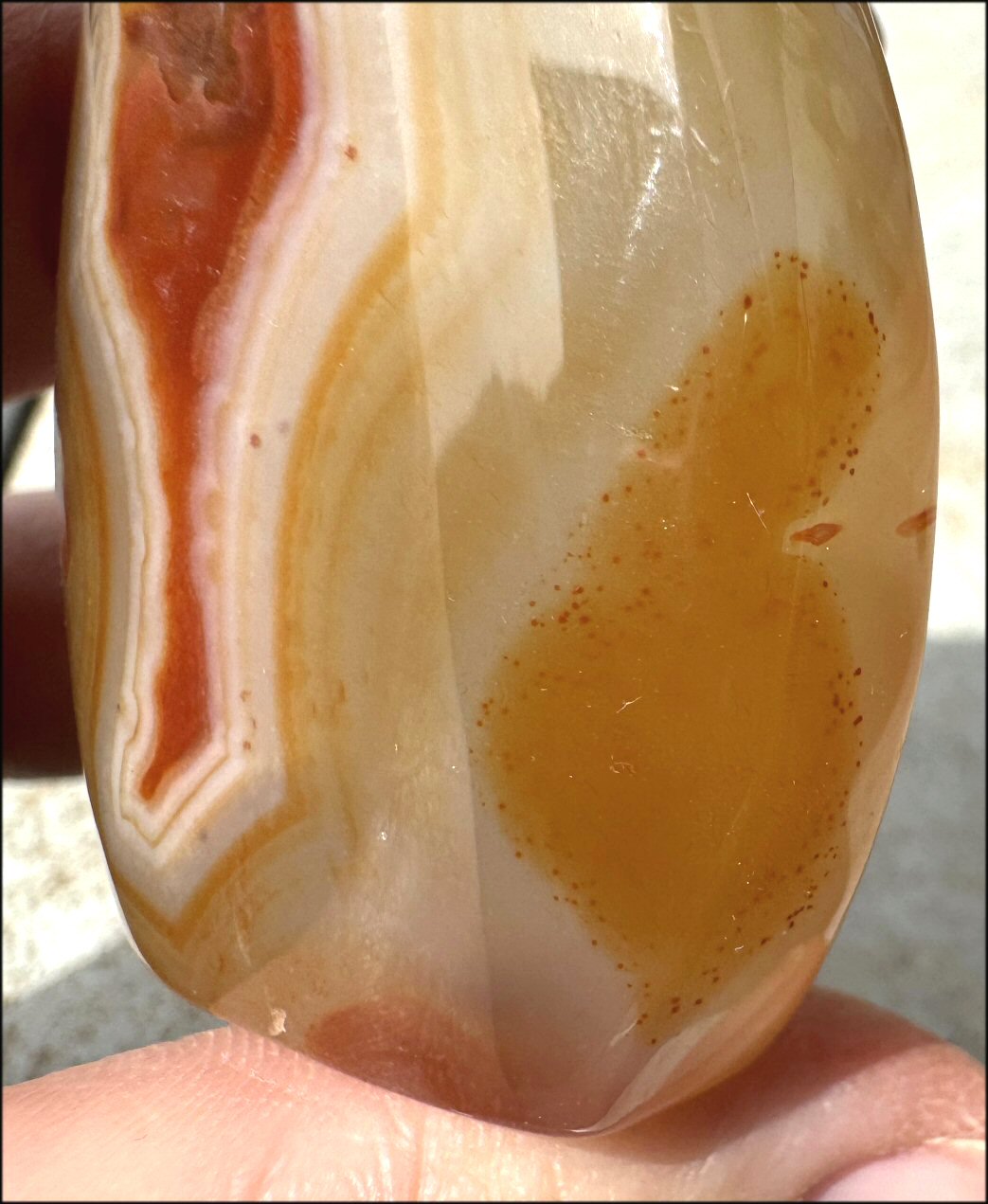 Carnelian FLAME OF LIFE Standing Stone with Cool VUGS - Joy, Courage