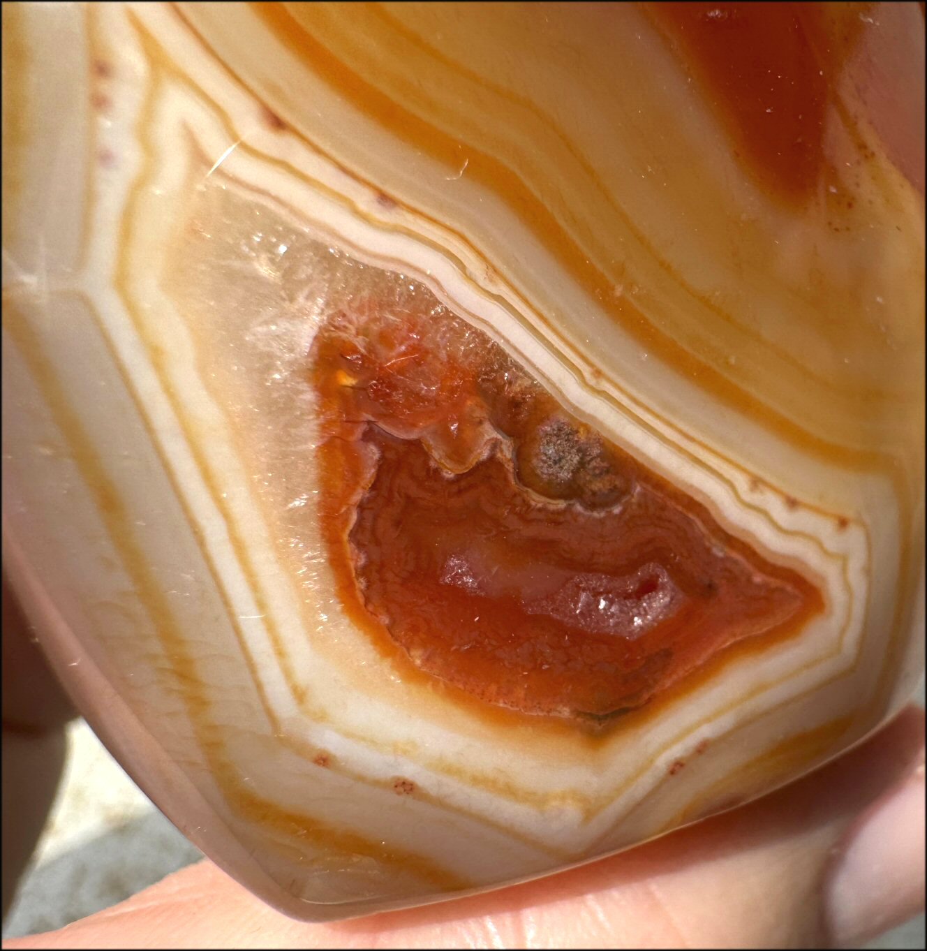 Carnelian FLAME OF LIFE Standing Stone with Cool VUGS - Joy, Courage