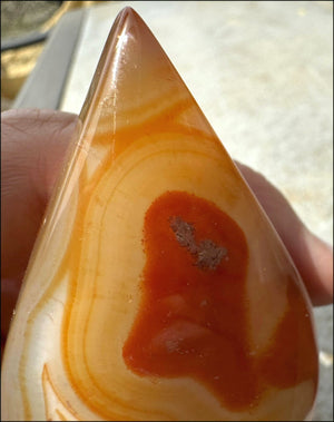 Carnelian FLAME OF LIFE Standing Stone with Cool VUGS - Joy, Courage