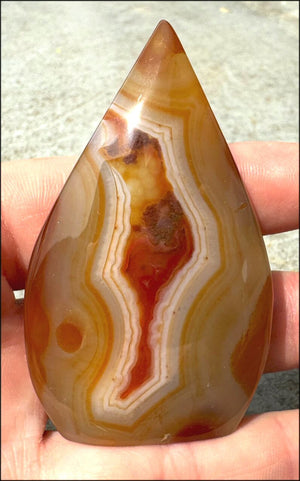 Carnelian FLAME OF LIFE Standing Stone with Cool VUGS - Joy, Courage